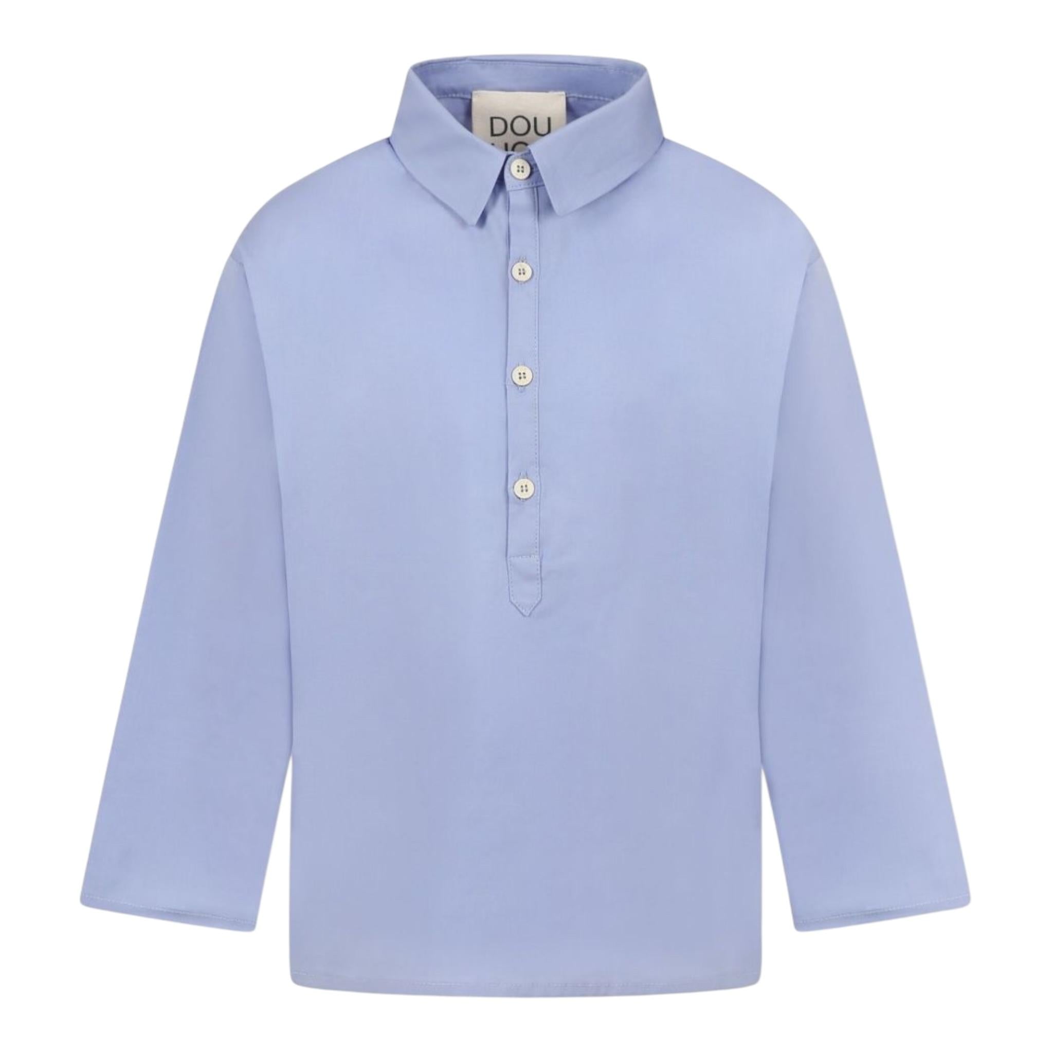 Dou Dou Camicia Tinta Unita Manica Lunga per Bambino DW5P10 AZZURRO DOU DOU 
