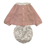 CALAMARO completo 2pz maglia-coulotte bicolore con colletto in contrasto Rosa per Neonata 11020 ROSA CALAMARO 