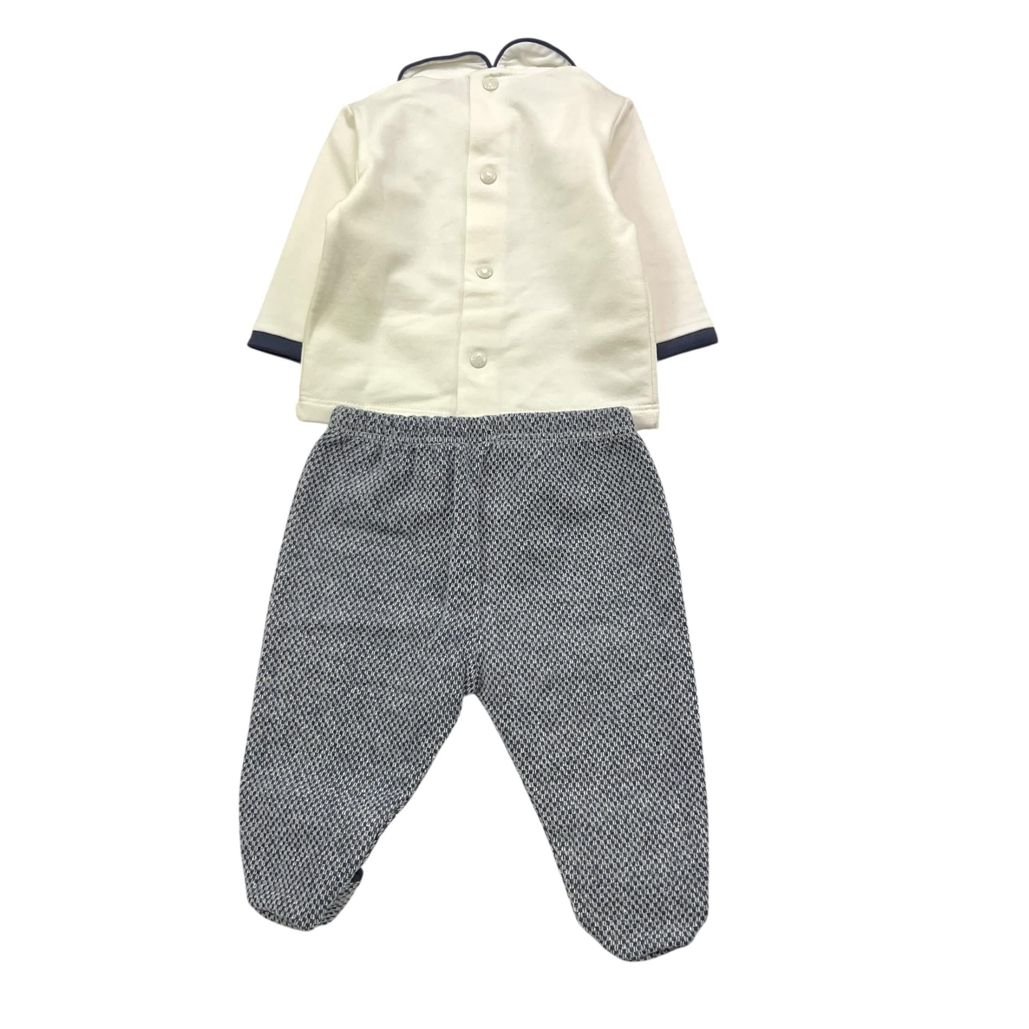 NINNAOH completo 2pz shirt-ghettina bicolore  con fantasia Bianco/blu per Neonato I2240C BIANCO/BLU NINNAOH 