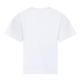 Max&amp;Co. Einfarbiges T-Shirt mit Rundhalsausschnitt und Kontrastdruck in Weiß/Rosa für Mädchen