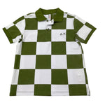 Sun68 Polo Mezza Manica Bicolore con Fantasia per Bambino CPA35329 BIANCO/VERDE SUN68 