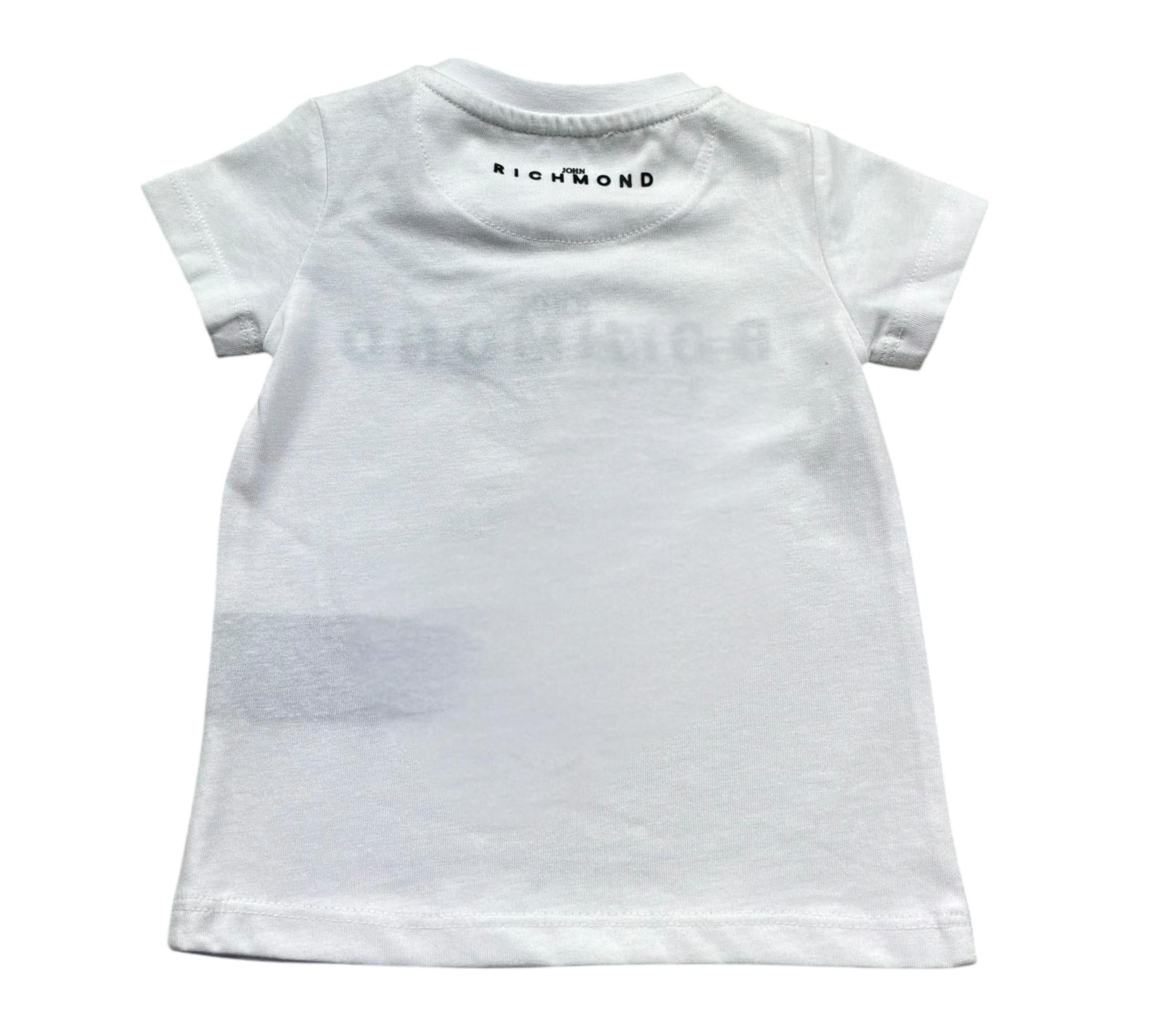 John Richmond T-Shirt Girocollo Tinta Unita con Stampa Logo per Neonato RIP26035TS BIANCO JOHN RICHMOND 