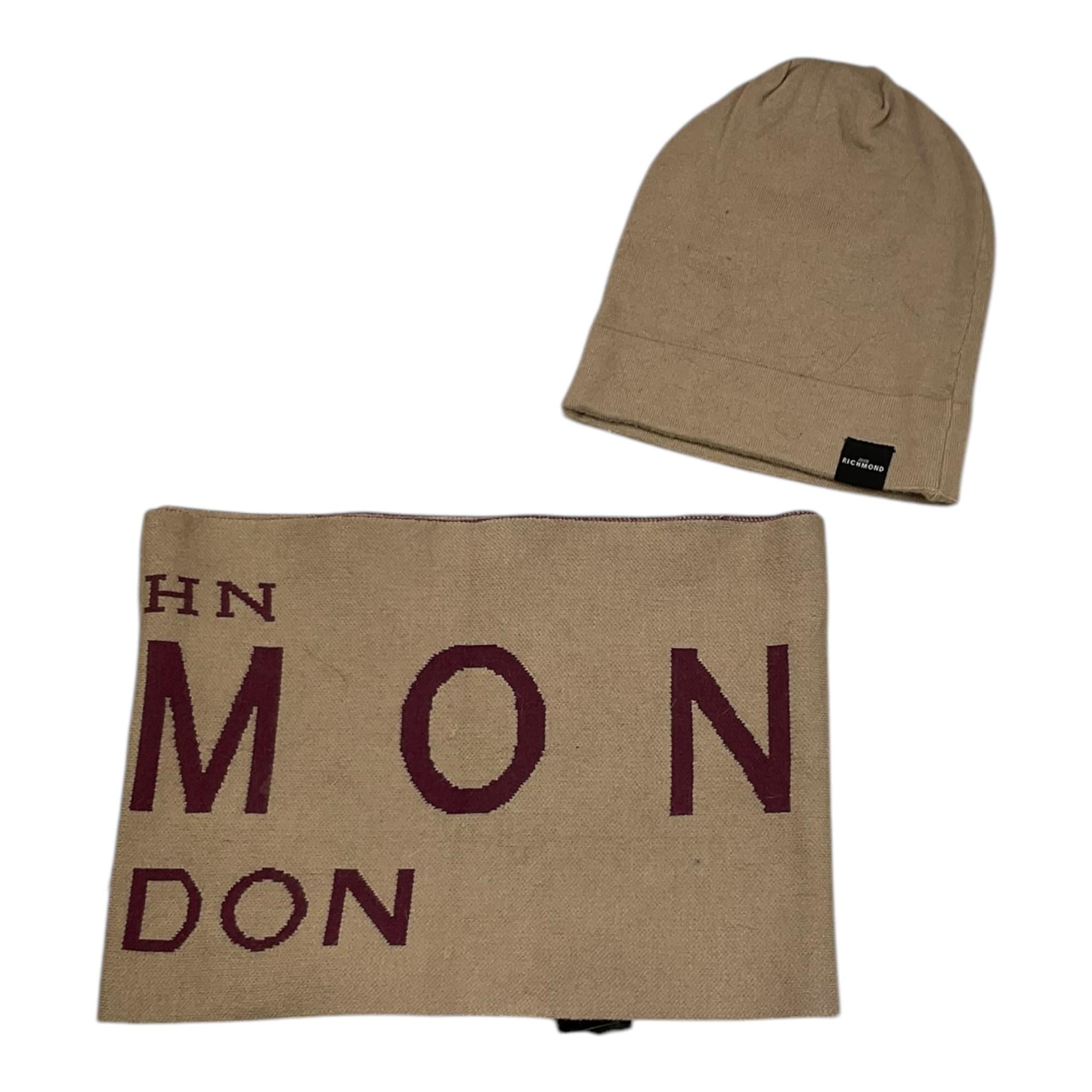 JOHN RICHMOND set cappello-sciarpa tinta unita con stampa Fango per Neonato RBA25017HS FANGO JOHN RICHMOND 