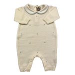 LITTLE BEAR tutina manica lunga tinta unita cn ricami in contrasto Panna per Neonato 9115 PANNA LITTLE BEAR 