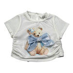M+E' T-Shirt Girocollo Tinta Unita con Stampa per Bambina UE1858 BIANCO M+E' 