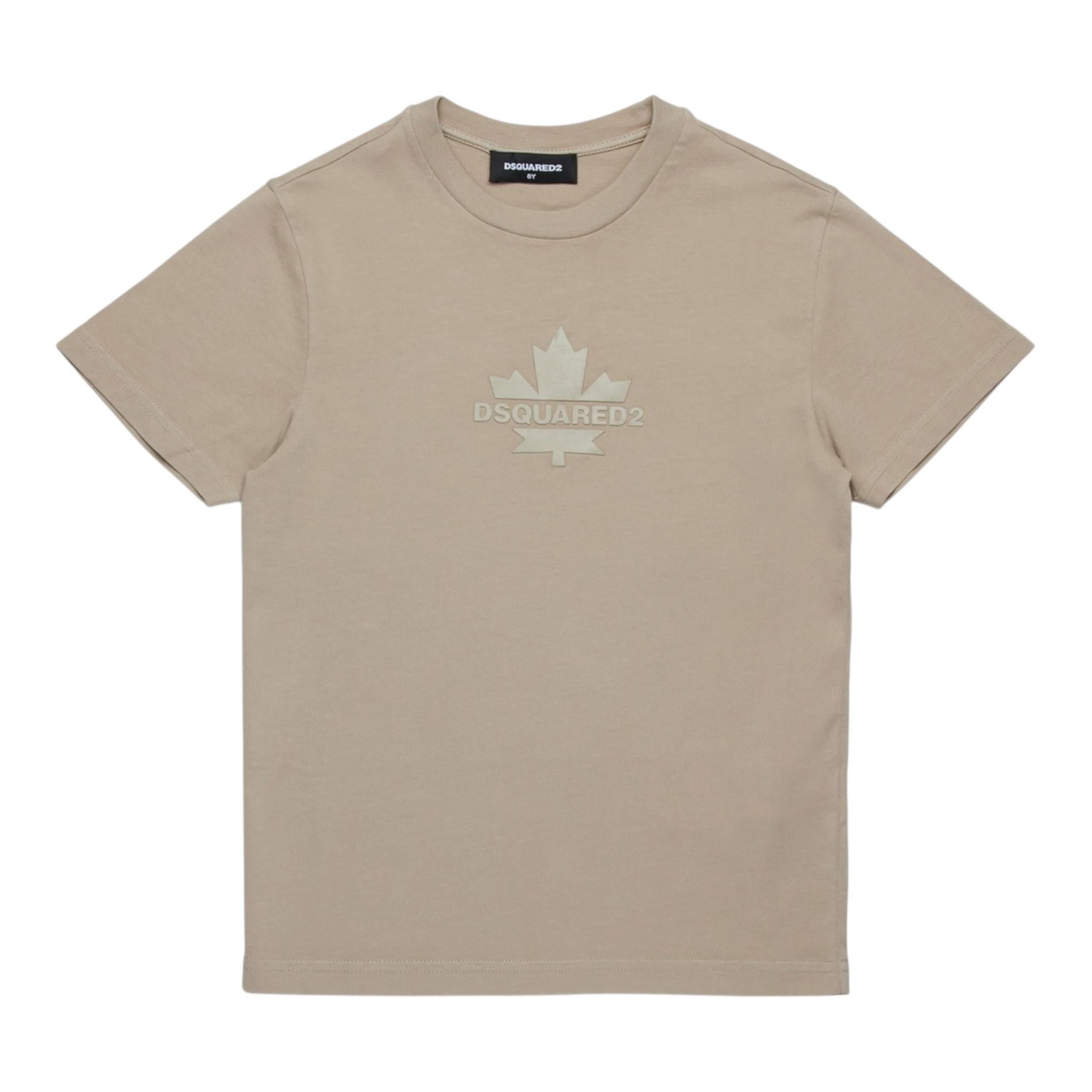 Dsquared2 T-Shirt Girocollo Tinta Unita con Stampa per Bambino DQ2743 BEIGE DSQUARED2 