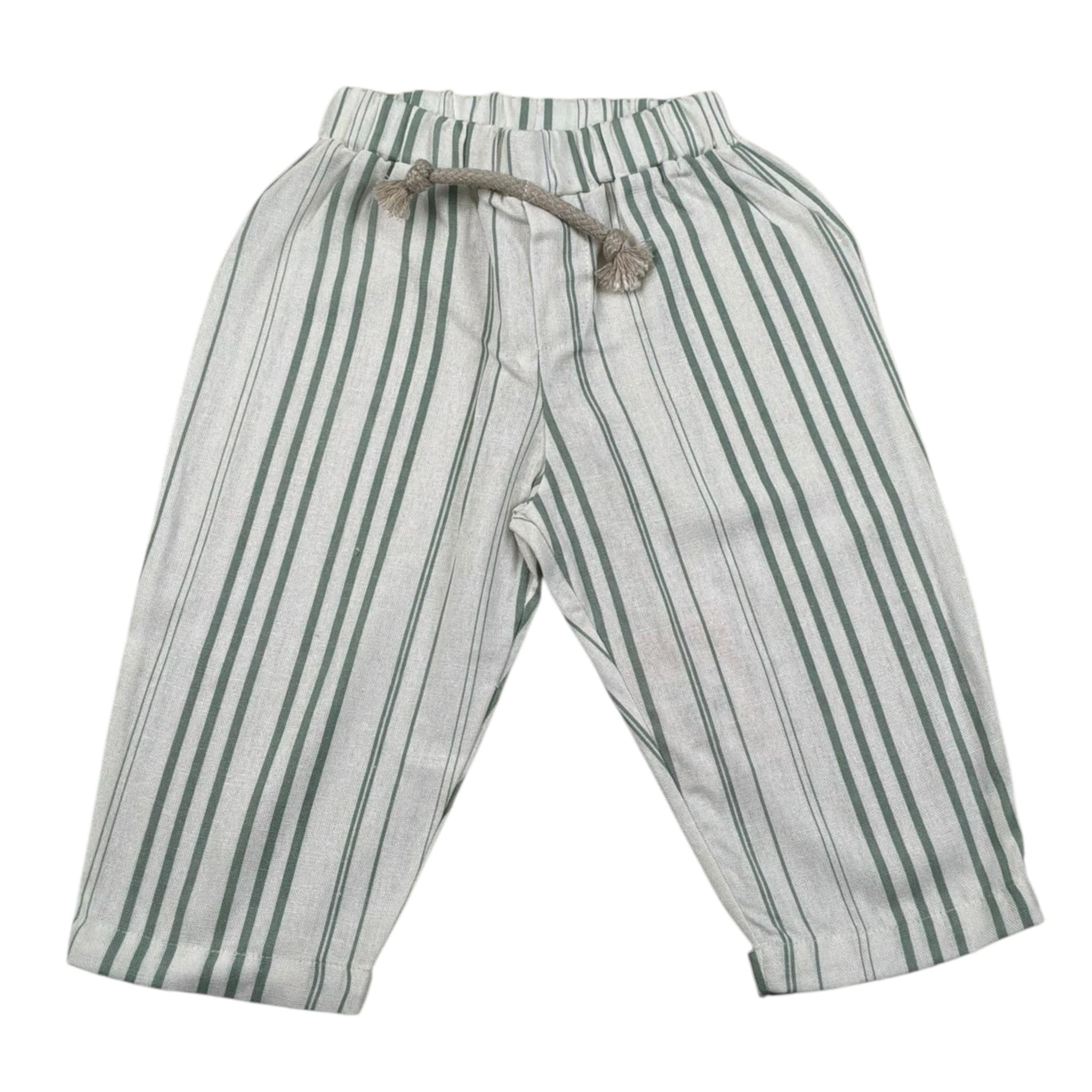 Babyvip Pantalone Tinta Unita con Fantasia A Righe per Neonato T7709 BIANCO BABYVIP 