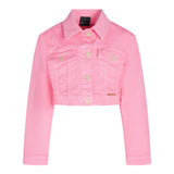 Marc Ellis Einfarbige Jeansjacke mit rosa Knöpfen für Mädchen