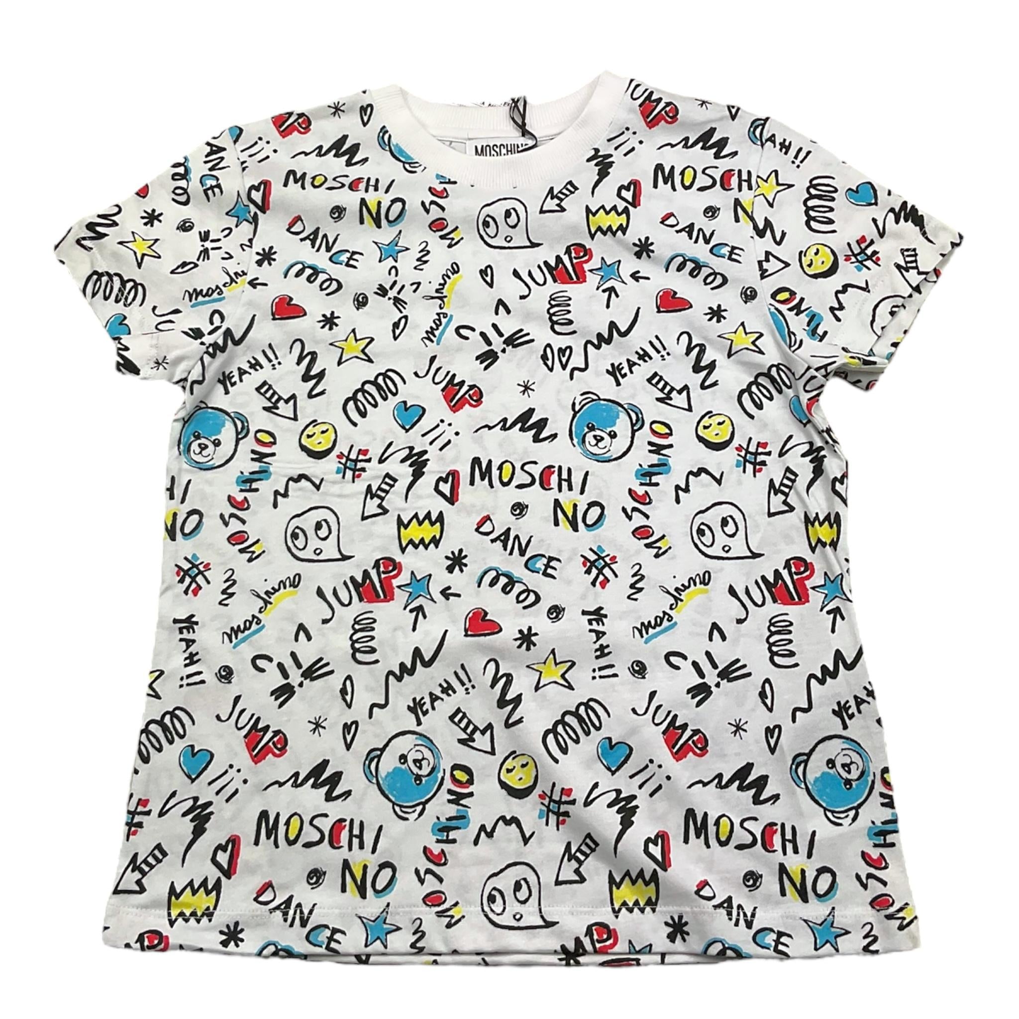 MOSCHINO t-shirt tinta unita girocollo con stampa Bianco per Bambino HQM058 BIANCO MOSCHINO 