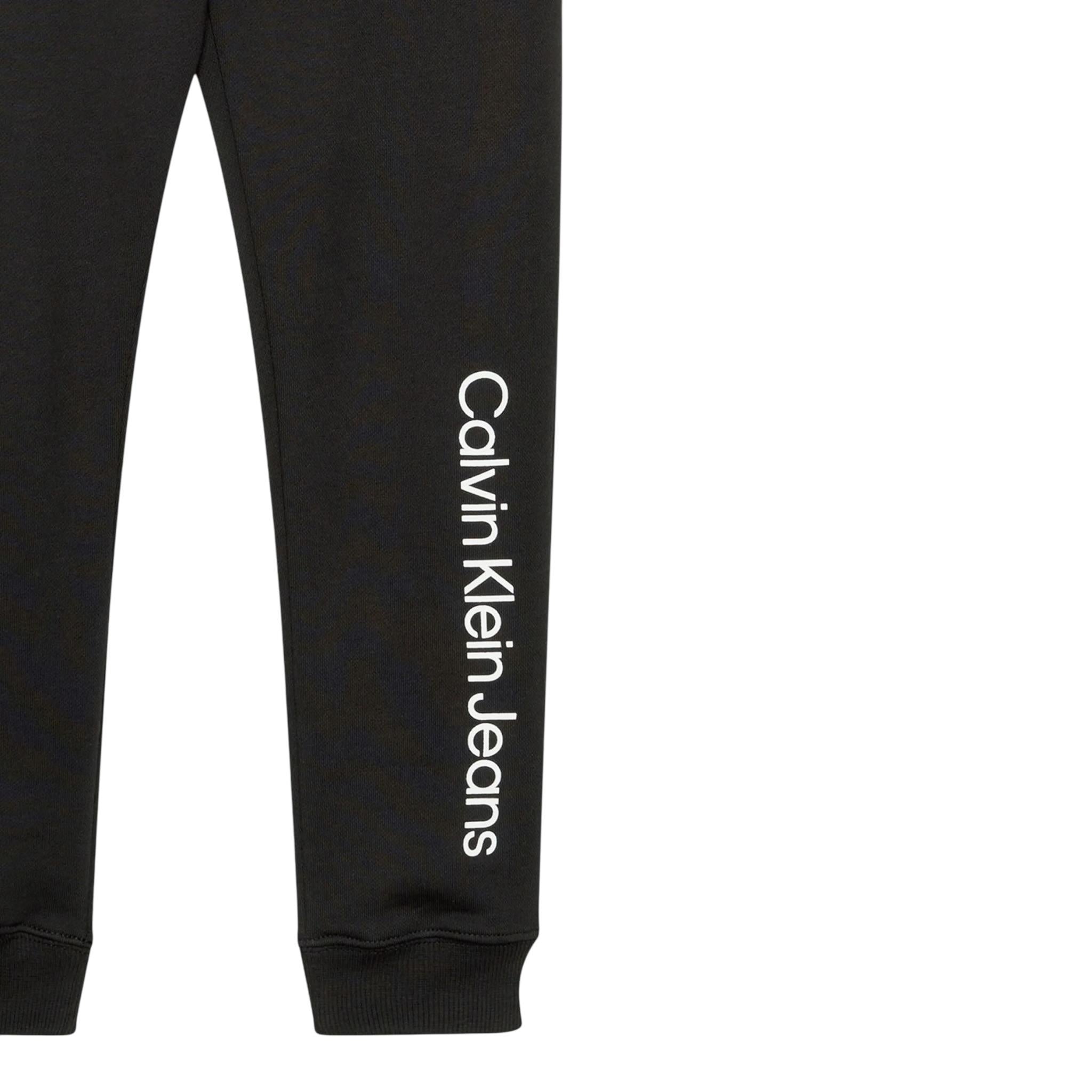 Calvin Klein Pantalone Tuta tinta unita con Logo Nero per Bambino IU0IU00681 NERO CALVIN KLEIN 