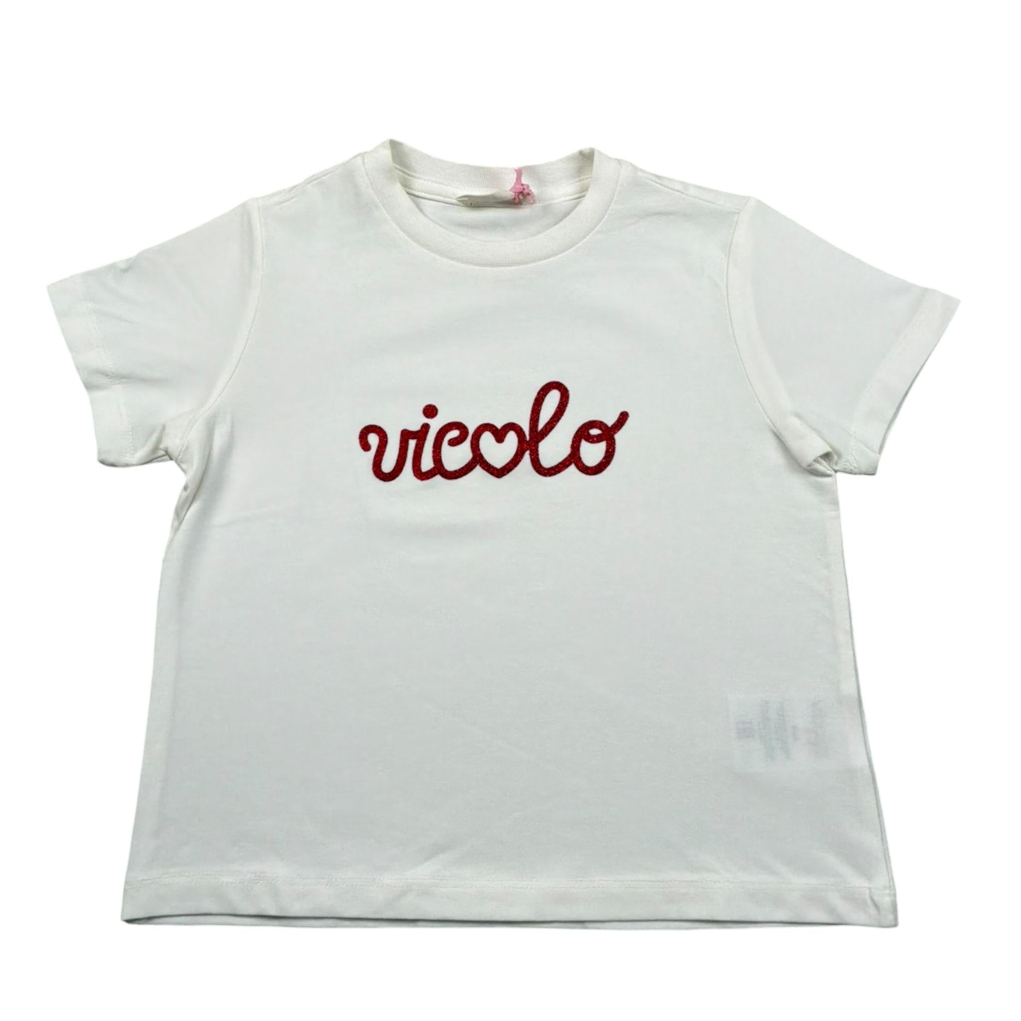 Vicolo T-Shirt Girocollo Tinta Unita con Brillantini per Bambina 3146M00230X BIANCO VICOLO 