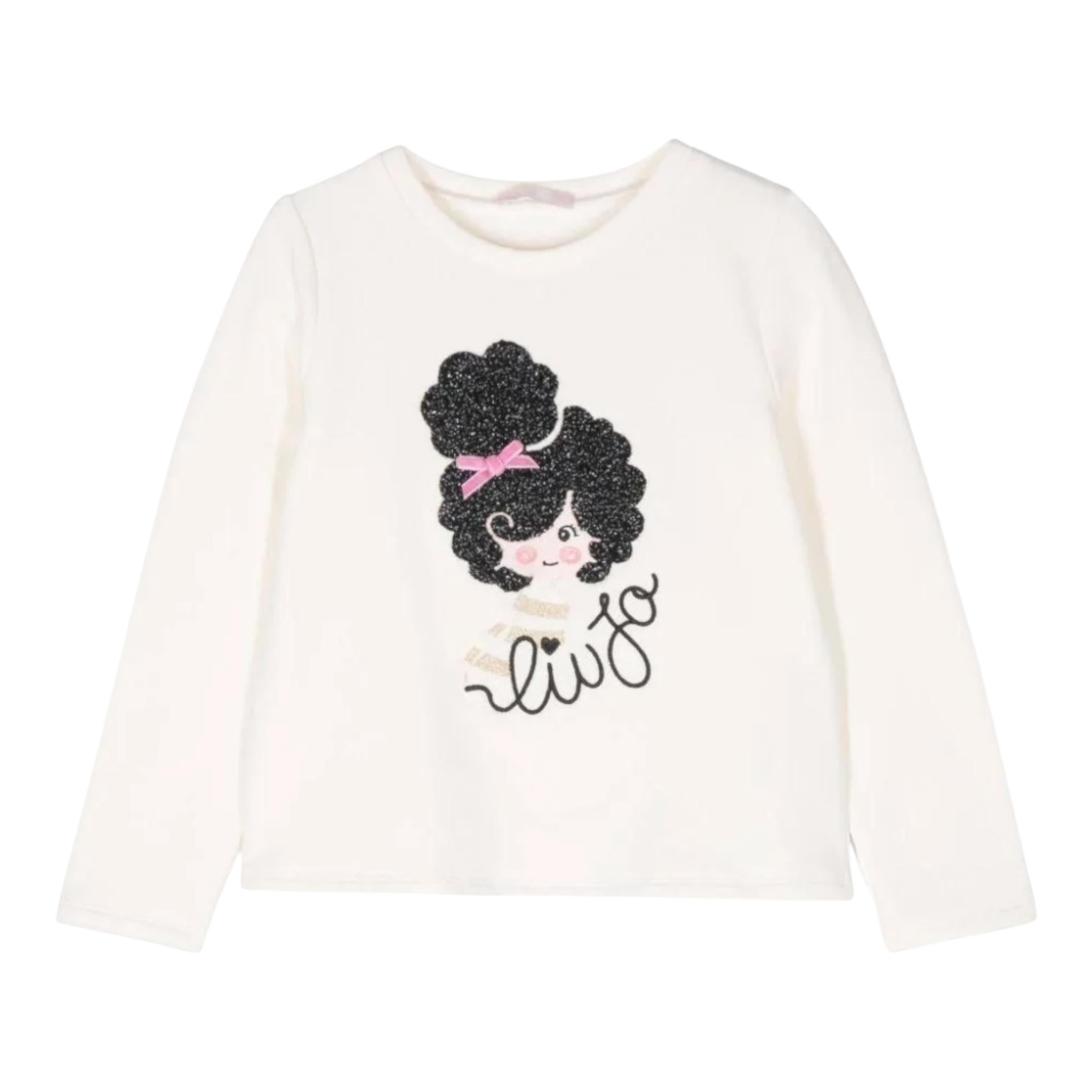 LIU JO felpa tinta unita girocollo con stampa Bianco per Neonata KF4146N BIANCO LIU JO 