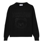 Moschino Maglia Girocollo Tinta Unita con Logo per Bambino HUW019 NERO MOSCHINO 