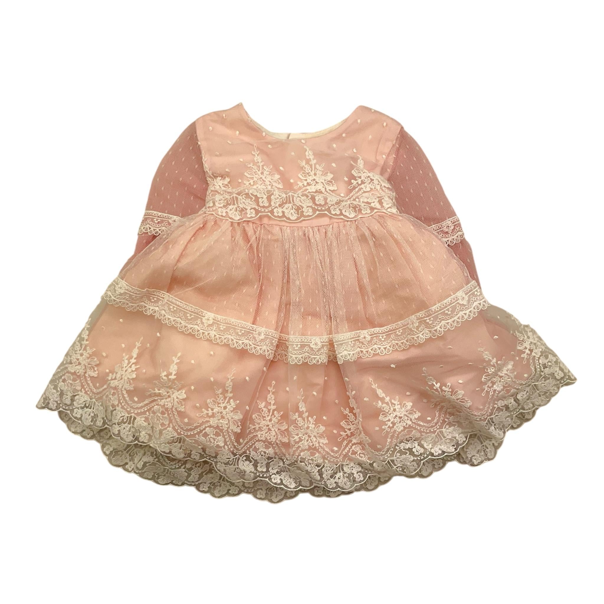 ABEL & LULA abito cerimonia tinta unita con ricami Rosa per Neonata 5014 ROSA ABEL & LULA 