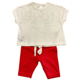 Kangaroo Complete 2-teiliges T-Shirt-Leggings Weiß/Rot für Baby Mädchen