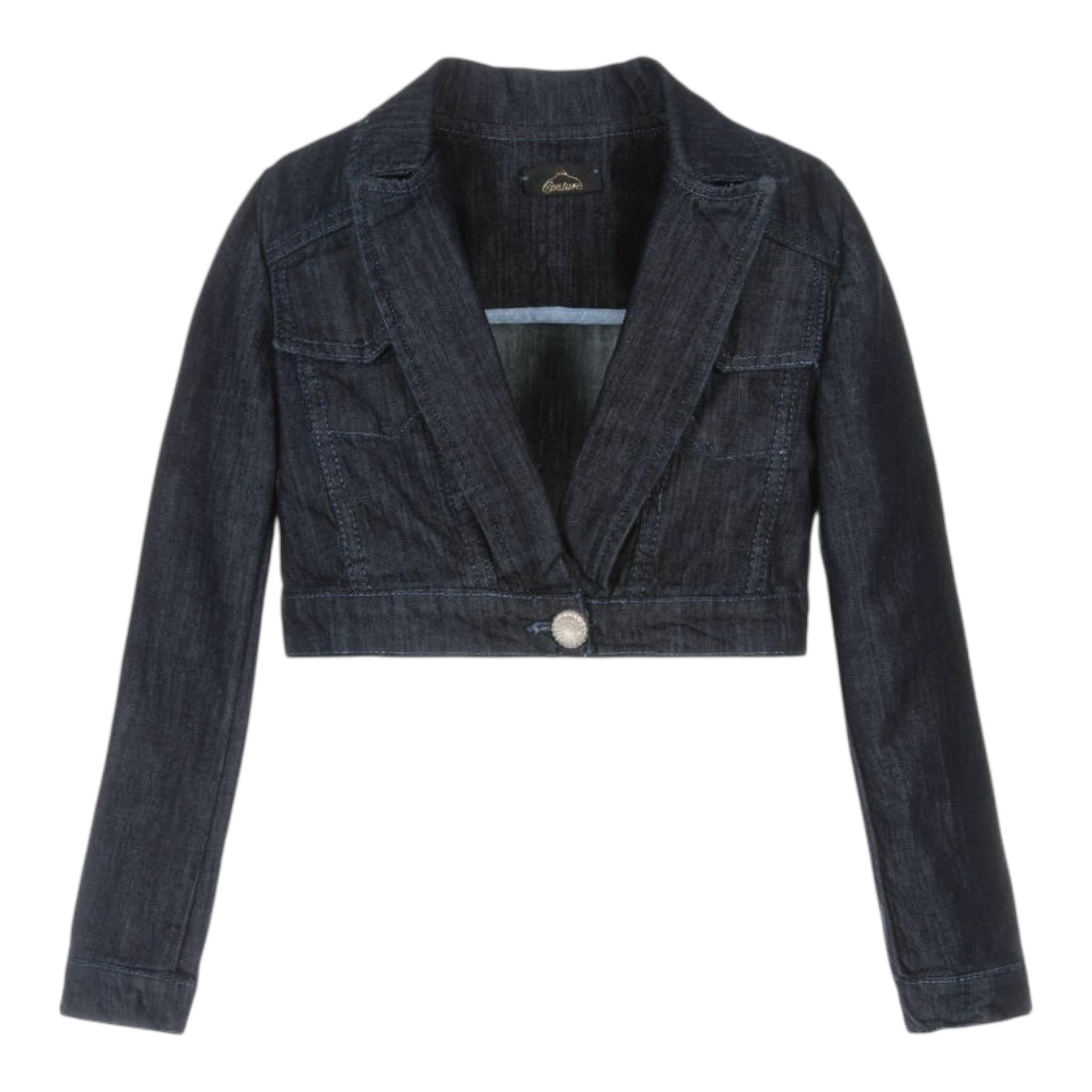 Fun & Fun Giubbino Modello Crop Tinta Unita In Denim per Bambina FNCJJK00982 BLU FUN & FUN 