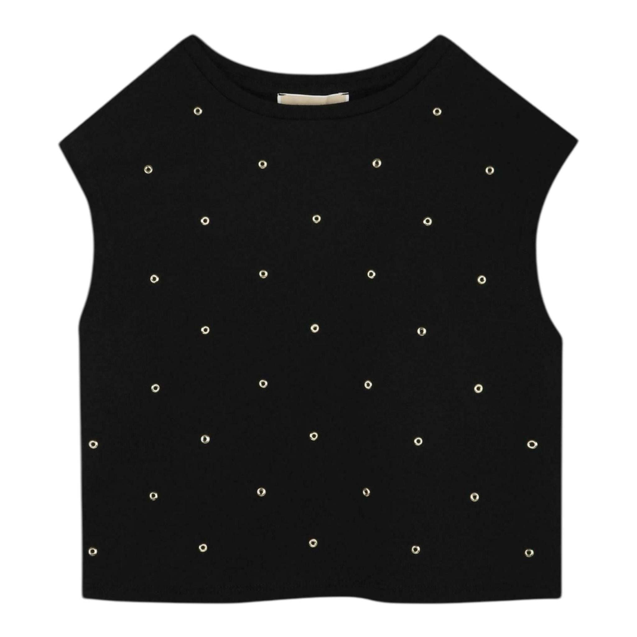 Michael Kors Canotta Tinta Unita con Borchie per Bambina R30283 NERO MICHAEL KORS 