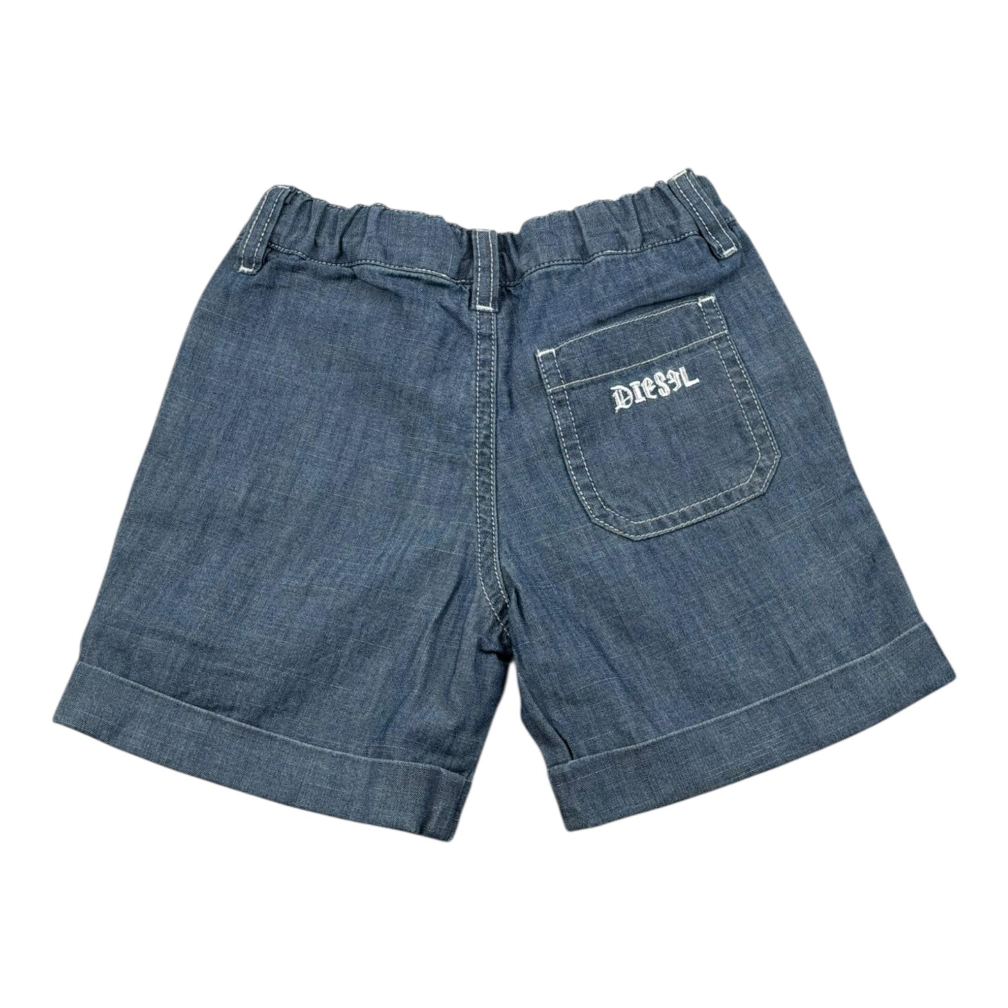 Diesel Bermuda In Denim Tinta Unita con Logo per Neonato K00146 BLU DIESEL 