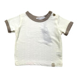Bamboom+Babies Einfarbiges T-Shirt mit kontrastierendem Rundhalsausschnitt, Creme für Neugeborene