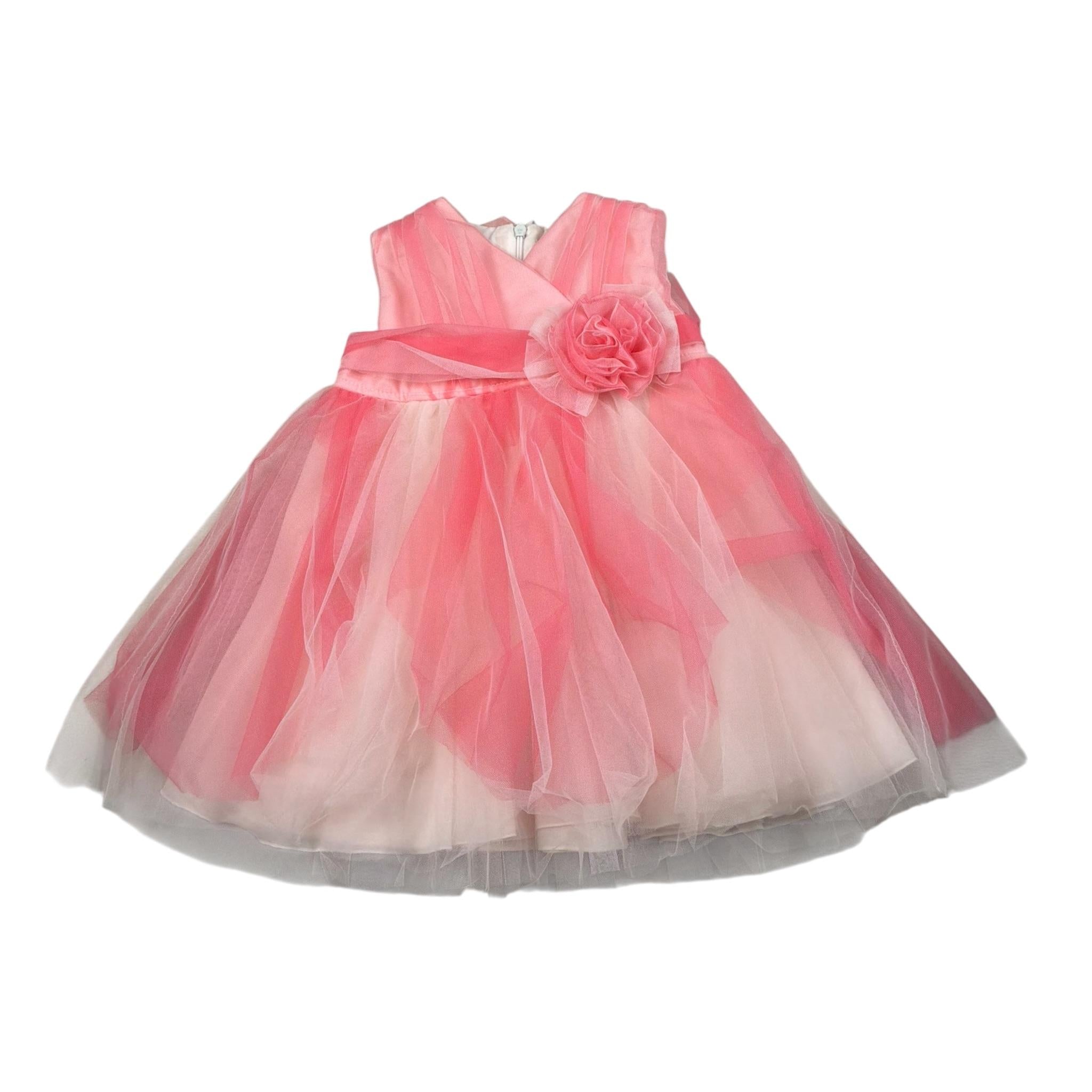 Aletta Abito Giromanica con Tulle per Neonata HP22226 ROSA ALETTA 