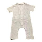 Teddy E Minou Onesie Halbarm Einfarbig Weiß Für Neugeborene