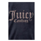 Juicy Couture Mädchen Schwarzer Kapuzenpullover mit Reißverschluss aus massivem Wildleder