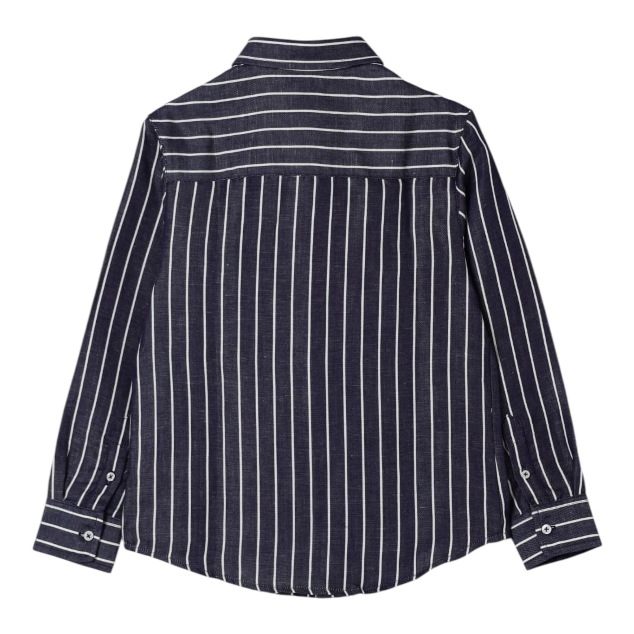 Fay Camicia Tinta Unita Manica Lunga con Fantasia A Righe per Bambino FW5P60 BLU FAY 