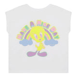 Billieblush Mädchen T-Shirt mit Rundhalsausschnitt und Print, einfarbig, Weiß