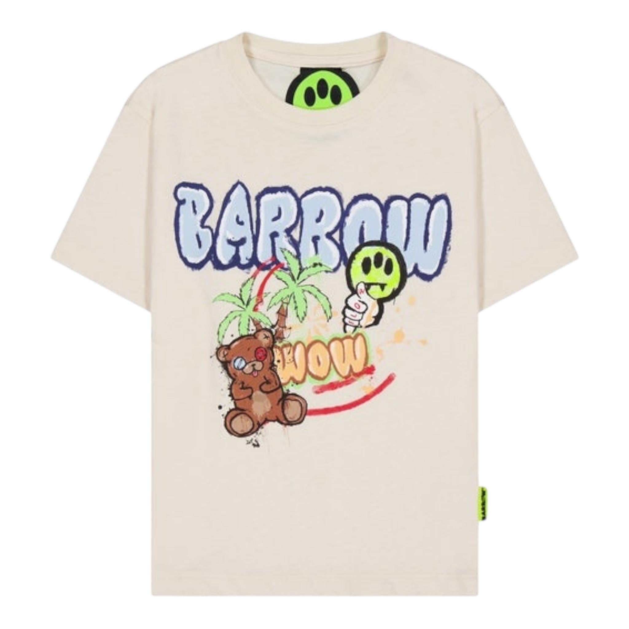 Barrow Kids T-Shirt Girocollo Tinta Unita con Stampa per Bambino S5BKJUTH065 PANNA BARROW KIDS 