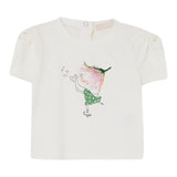 Liu Jo Einfarbiges T-Shirt mit Rundhalsausschnitt und weißem Aufdruck für Baby-Mädchen