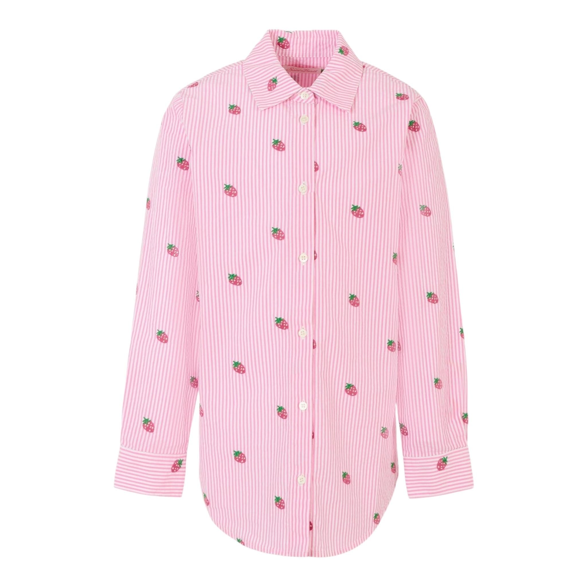 Saint Barth Camicia Bicolore con Fantasia A Righe per Bambina BRIG003X ROSA SAINT BARTH 