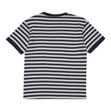Max&amp;Co. Schlichtes T-Shirt mit Streifenmuster und blauem Logo-Print für Mädchen