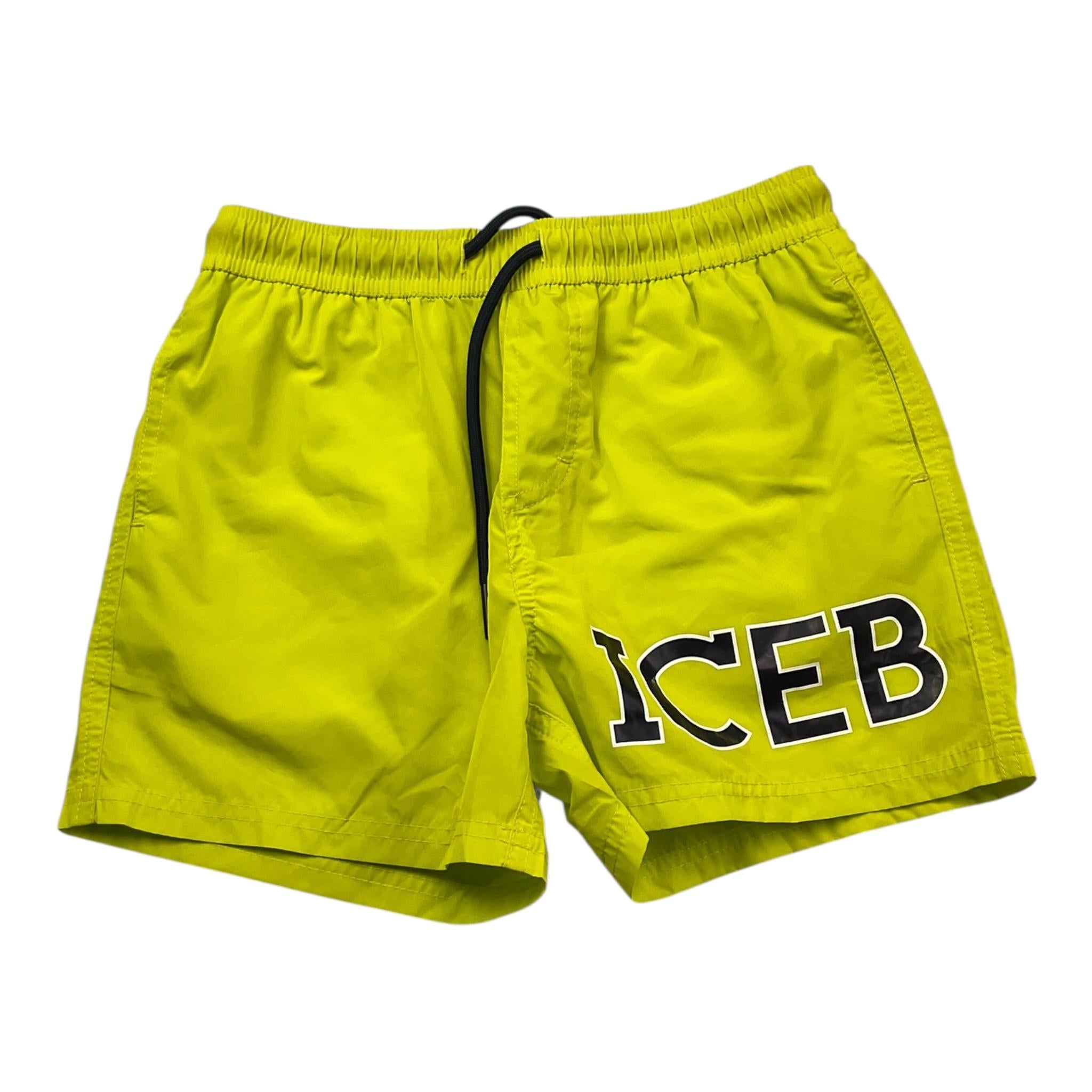Iceberg Costume Modello Boxer Tinta Unita con Logo per Bambino BXICE0100J VERDE ACIDO ICEBERG 