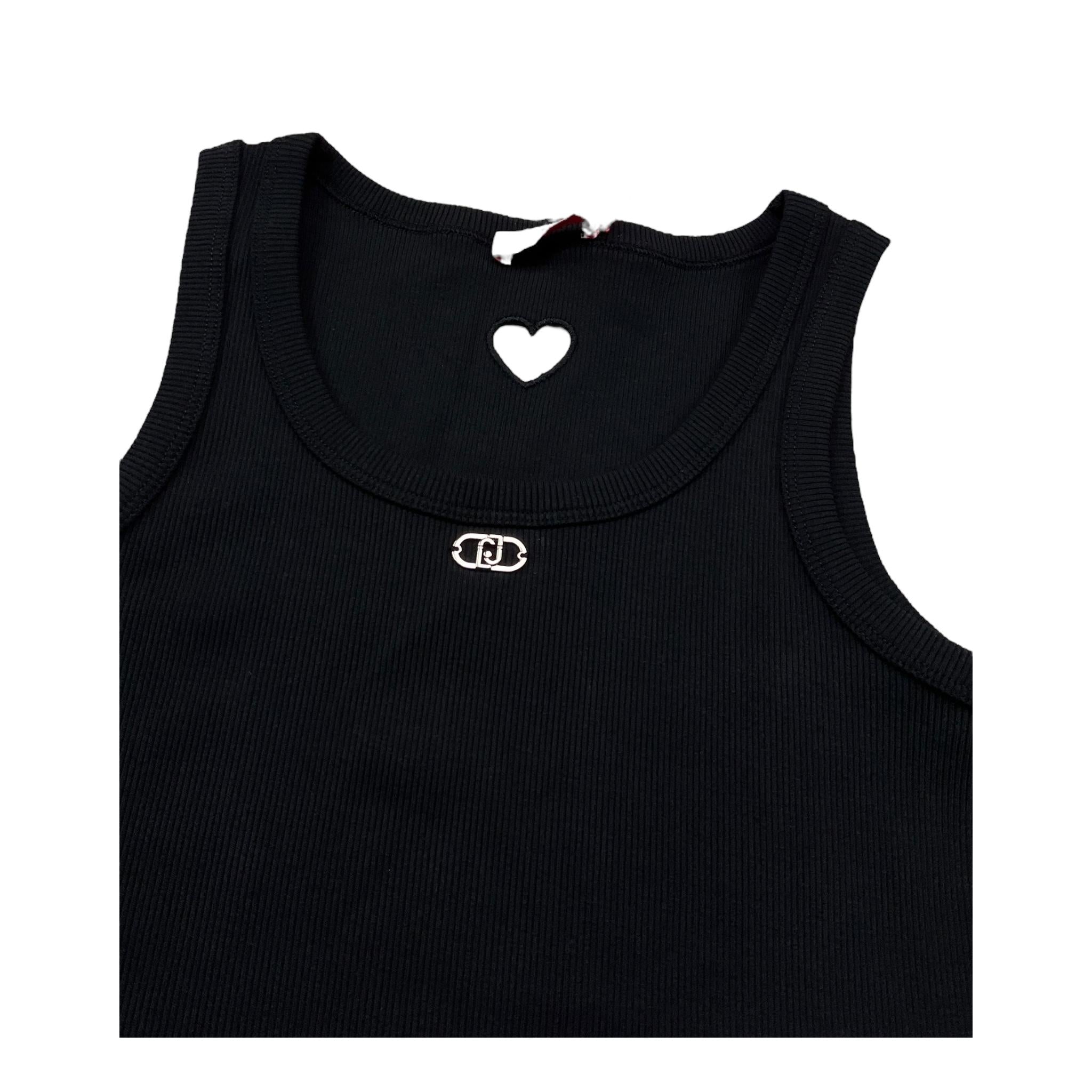Liu Jo Canotta Tinta Unita con Traforo A Forma di Cuore per Bambina GA5199 NERO LIU JO 