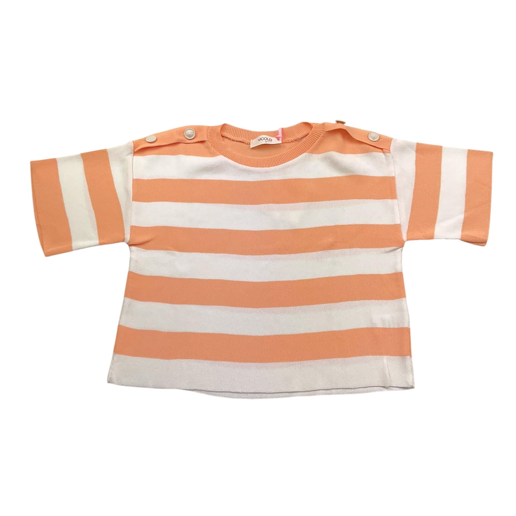 Vicolo T-Shirt Tinta Unita con Fantasia A Righe per Bambina 3146WY00175 PESCA VICOLO 