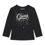 GUESS shirt girocollo tinta unita con stampa logo Nero per Bambina K4BI02J1314 NERO GUESS 
