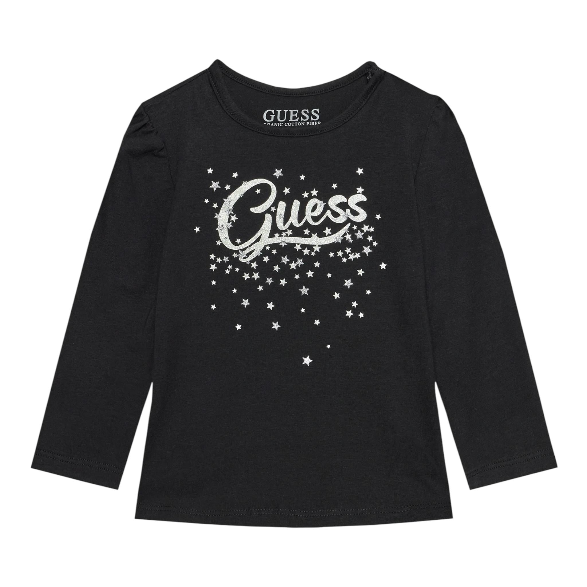 GUESS shirt girocollo tinta unita con stampa logo Nero per Bambina K4BI02J1314 NERO GUESS 
