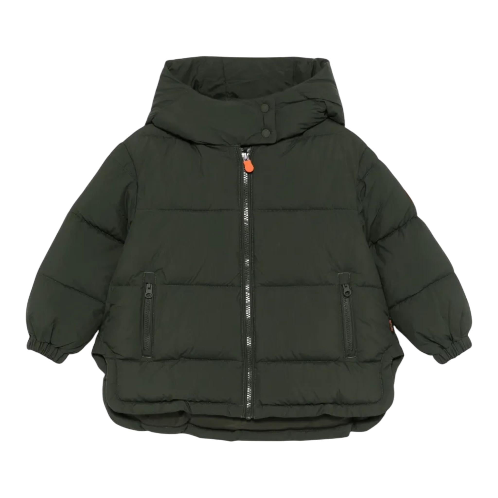 SAVE THE DUCK giubbino tinta unita con cappuccio asimmetrico Verde per Bambino J41256G VERDE SAVE THE DUCK 