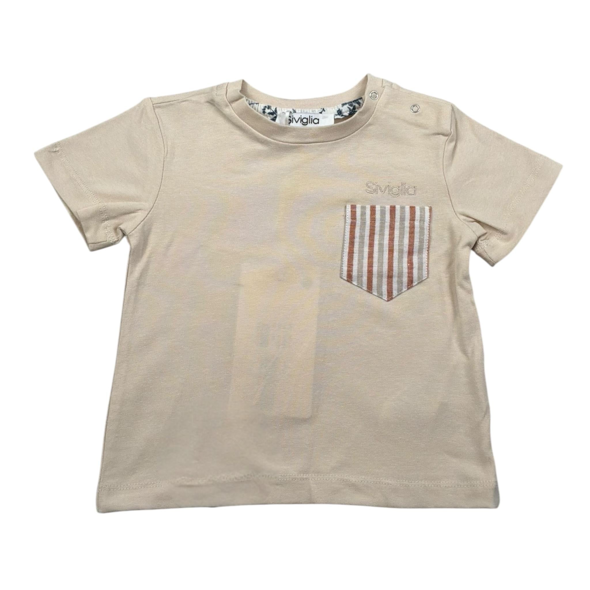 Siviglia T-Shirt Girocollo Tinta Unita con Taschino per Bambino SVNTS17285 BEIGE SIVIGLIA 