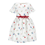 Monnalisa Abito Tinta Unita con Cintura E Fantasia Fiori per Bambina 71E909 BIANCO MONNALISA 