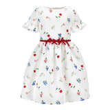 Monnalisa Abito Tinta Unita con Cintura E Fantasia Fiori per Bambina 71E909 BIANCO MONNALISA 