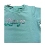 Liu Jo T-Shirt Girocollo Tinta Unita con Brillantini per Neonata HA5037 VERDE ACQUA LIU JO 