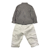 Barcellino Complete Hemdhose mit blauem Karomuster für Neugeborene