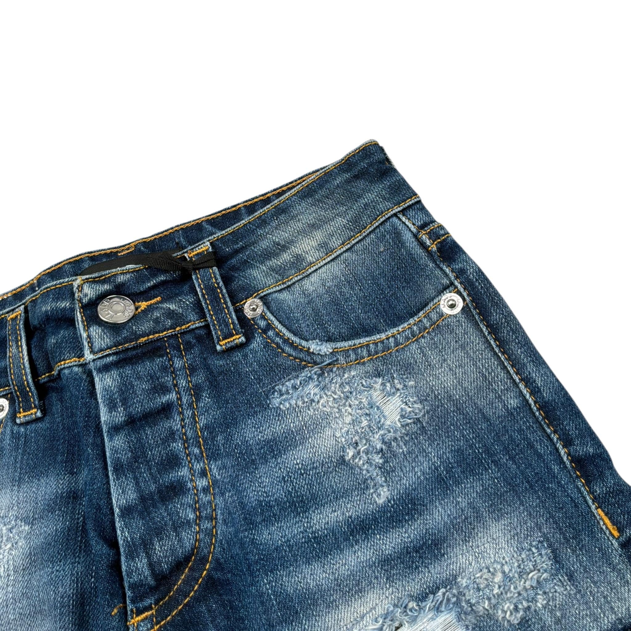 Madd Bermuda In Denim tinta unita Blu per Bambino MAB2009 BLU MADD 