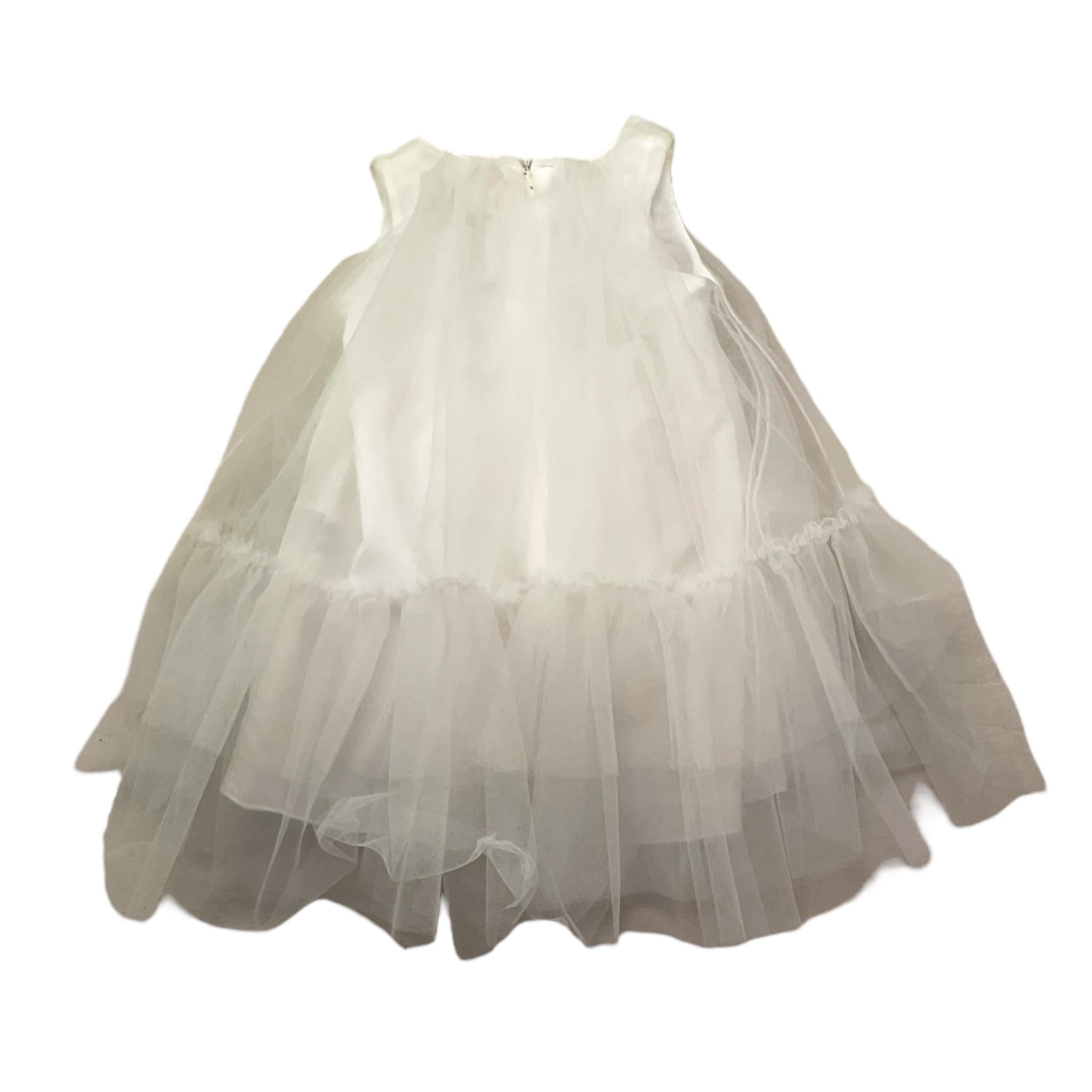 Elisabetta Franchi Abito Giromanica Tinta Unita con Tulle per Neonata ENAB039 BIANCO ELISABETTA FRANCHI 