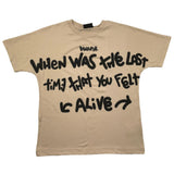 Disclaimer Einfarbiges Rundhals-T-Shirt mit Kontrastdruck Beige für Jungen