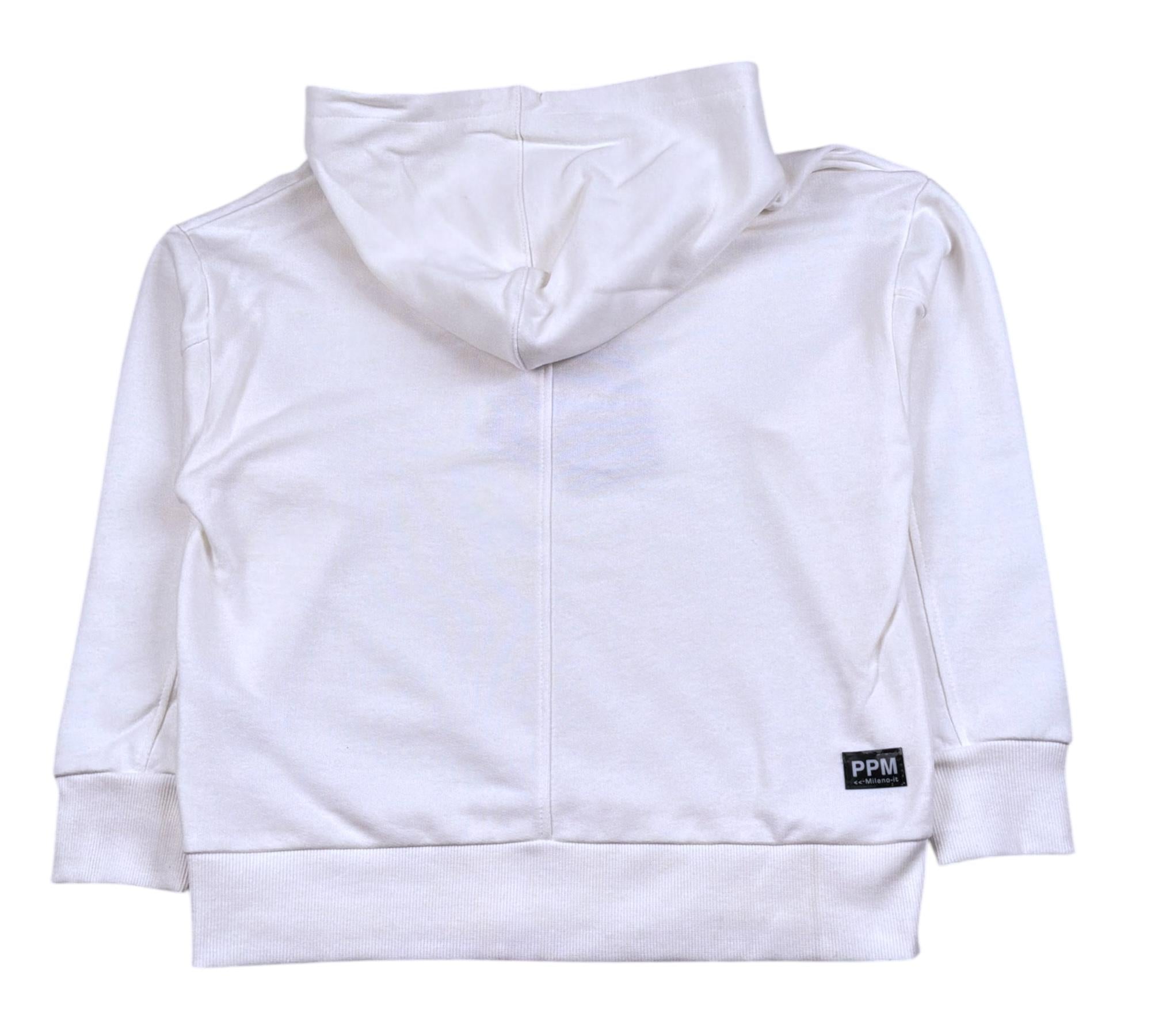 Paolo Pecora Felpa Chiusa con Cappuccio Tinta Unita con Logo per Bambino PP4361 PANNA PAOLO PECORA 