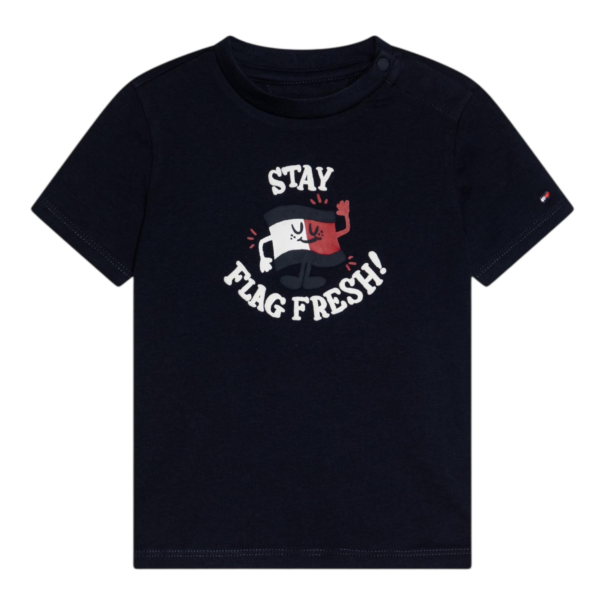 Tommy Hilfiger T-Shirt Girocollo Tinta Unita con Logo per Neonato KN0KN02024X BLU TOMMY HILFIGER 