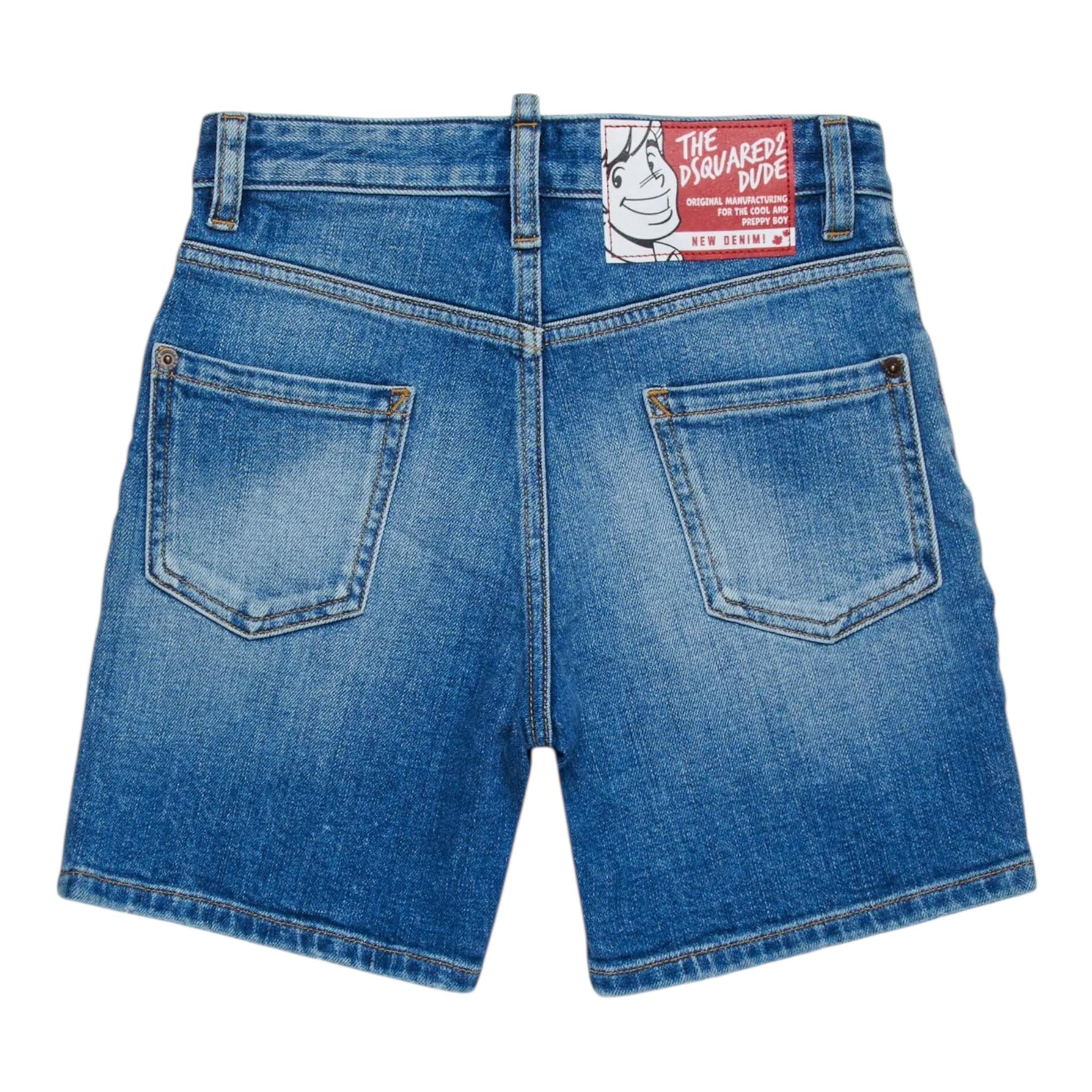 Dsquared2 Bermuda In Denim Tinta Unita per Bambino DQ2838XXX BLU DSQUARED2 