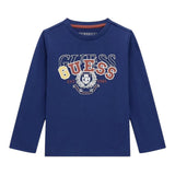 Guess Shirt Girocollo Tinta Unita con Stampa per Neonato N5RI01K8HM4 BLU GUESS 